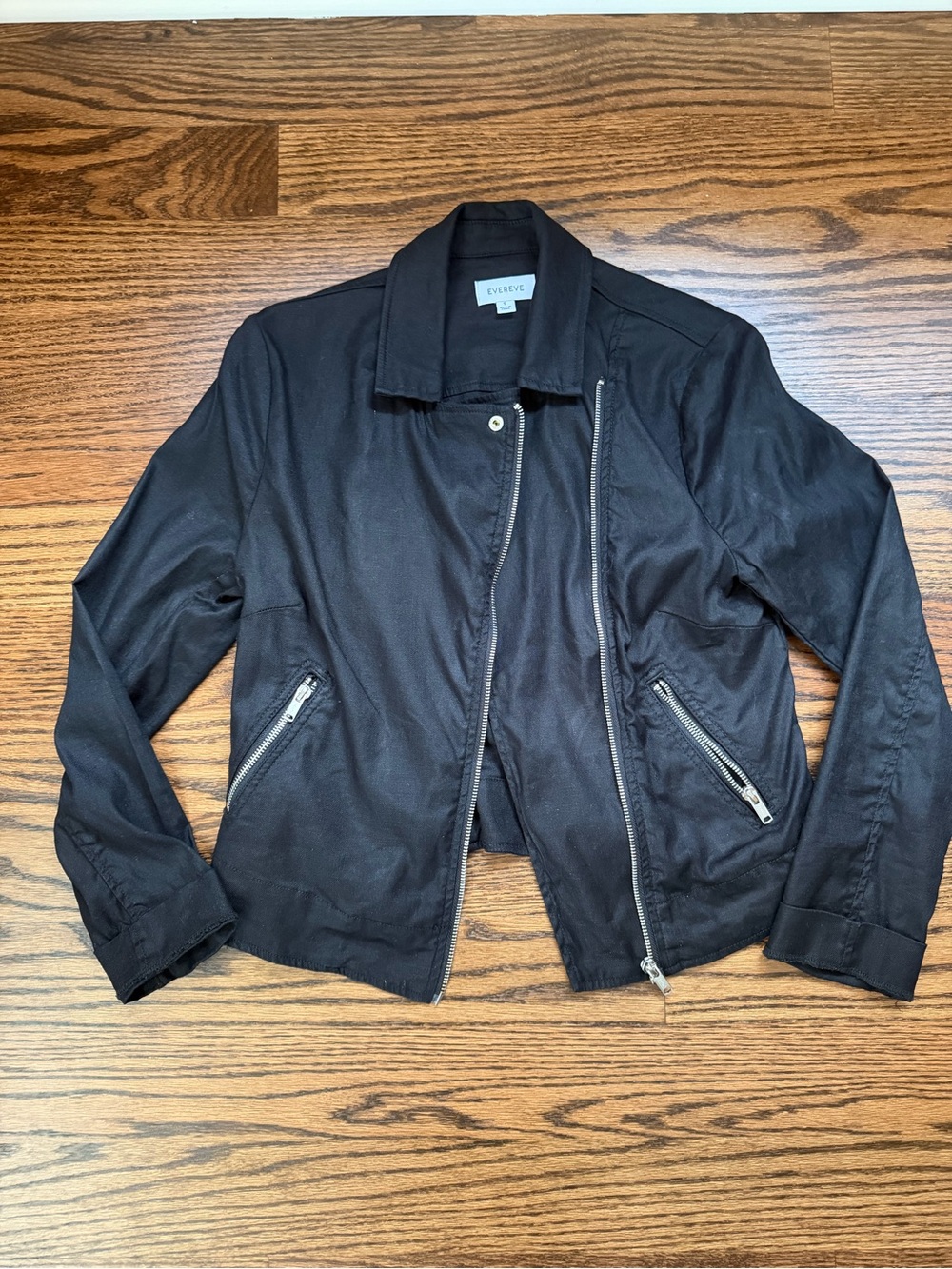 Evereve Black Women's Zip-Front Moto Jacket